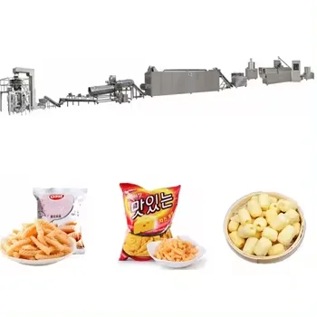 Corn Puff Processing Line with Mixer Fryer Baking Oven Automatic High Productivity Grain Products Snack Making Machine
