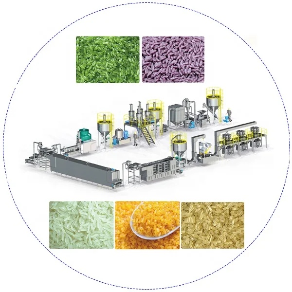 Fortified Rice Processing Line Has an Automatic Making Machine Artificial Rice Plant With a Twin Screw Extruder