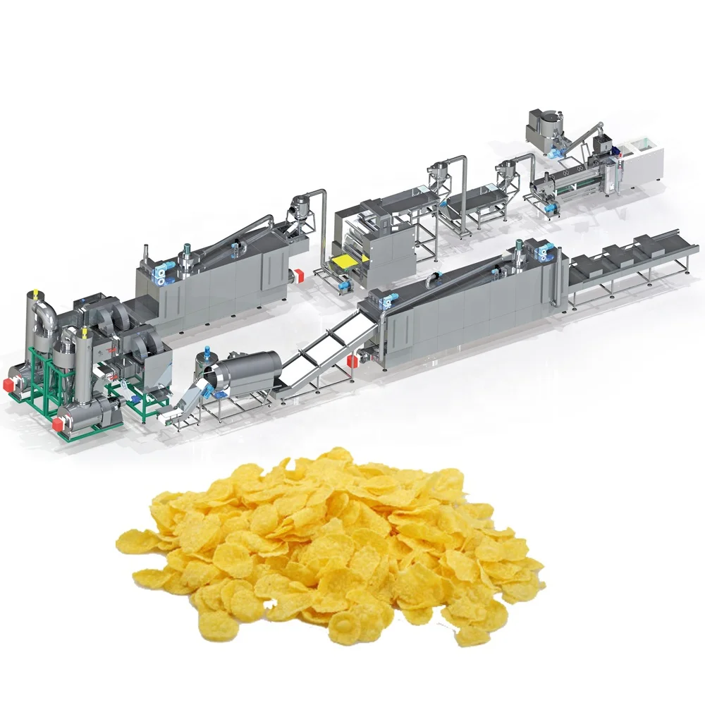 Complete Corn Flakes Production Line Breakfast Cereal Processing Machine Core Motor Component Cornflakes Processing Equipment