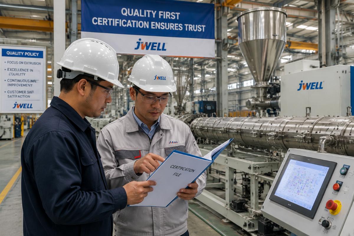 Certification file review at an extrusion machinery manufacturing facility