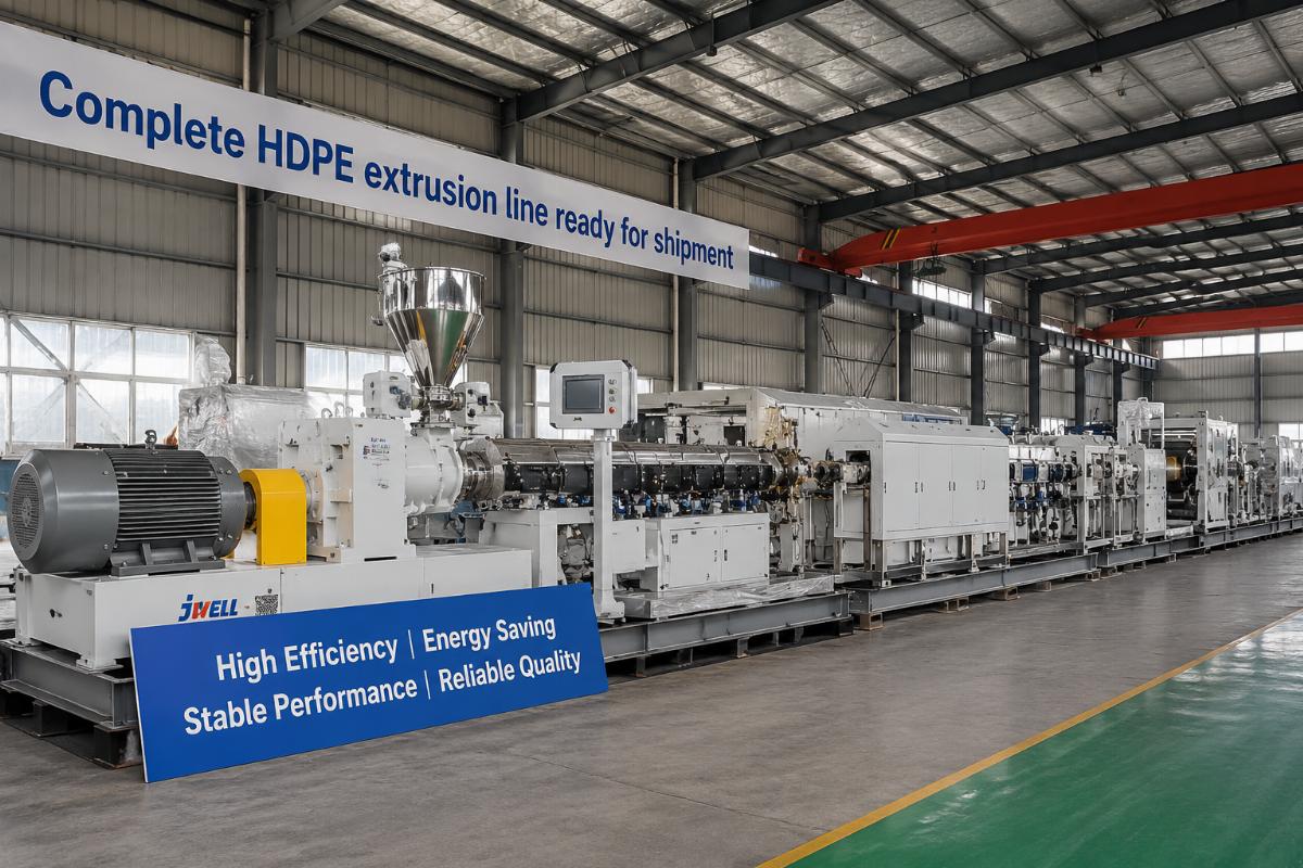 Complete HDPE extrusion line ready for shipment