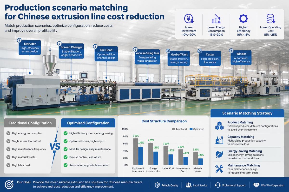 Production scenario matching for Chinese extrusion line cost reduction